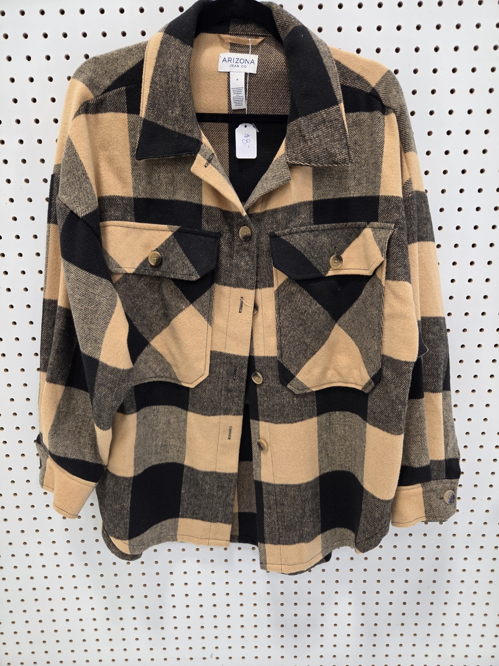Arizona Jean Company Beige & Black Plaid Shacket